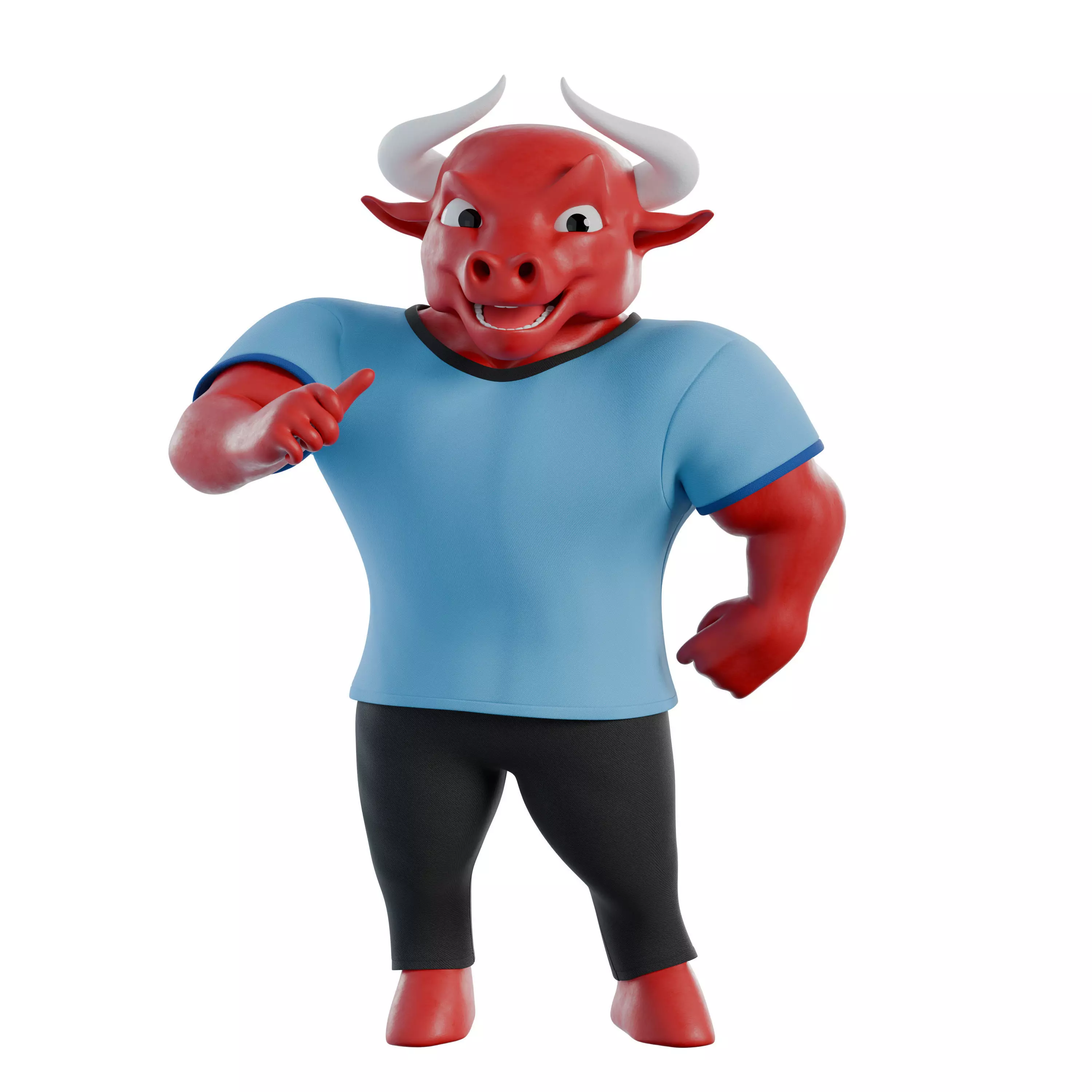Cartoon Mascot Business Bull Rigged 3D model Free 3D model_34