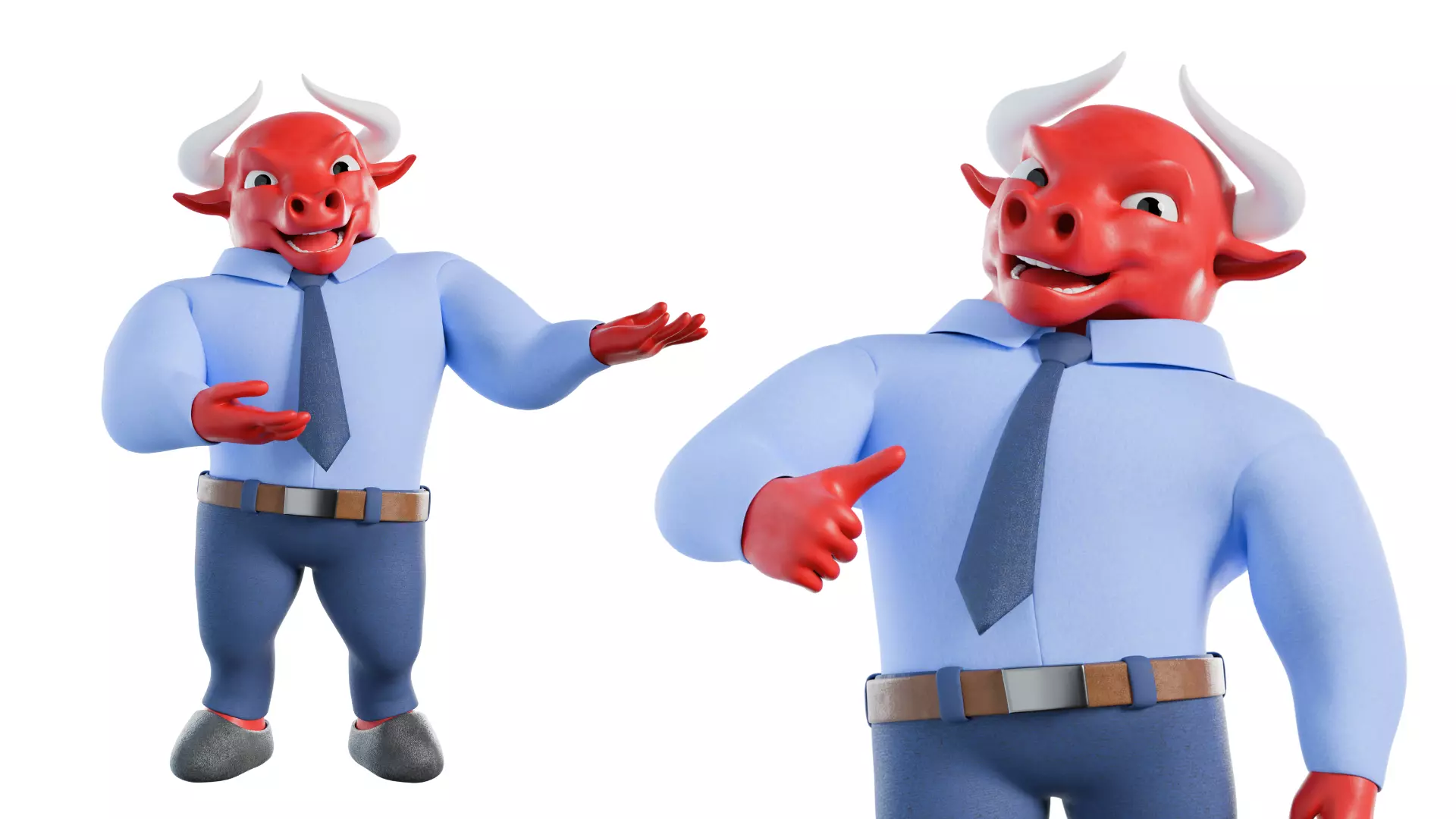 Cartoon Mascot Business Bull Rigged 3D model Free 3D model_18