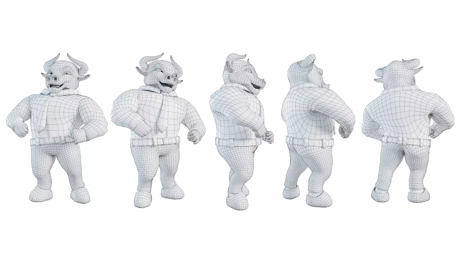 Cartoon Mascot Business Bull Rigged 3D model Free 3D model_30