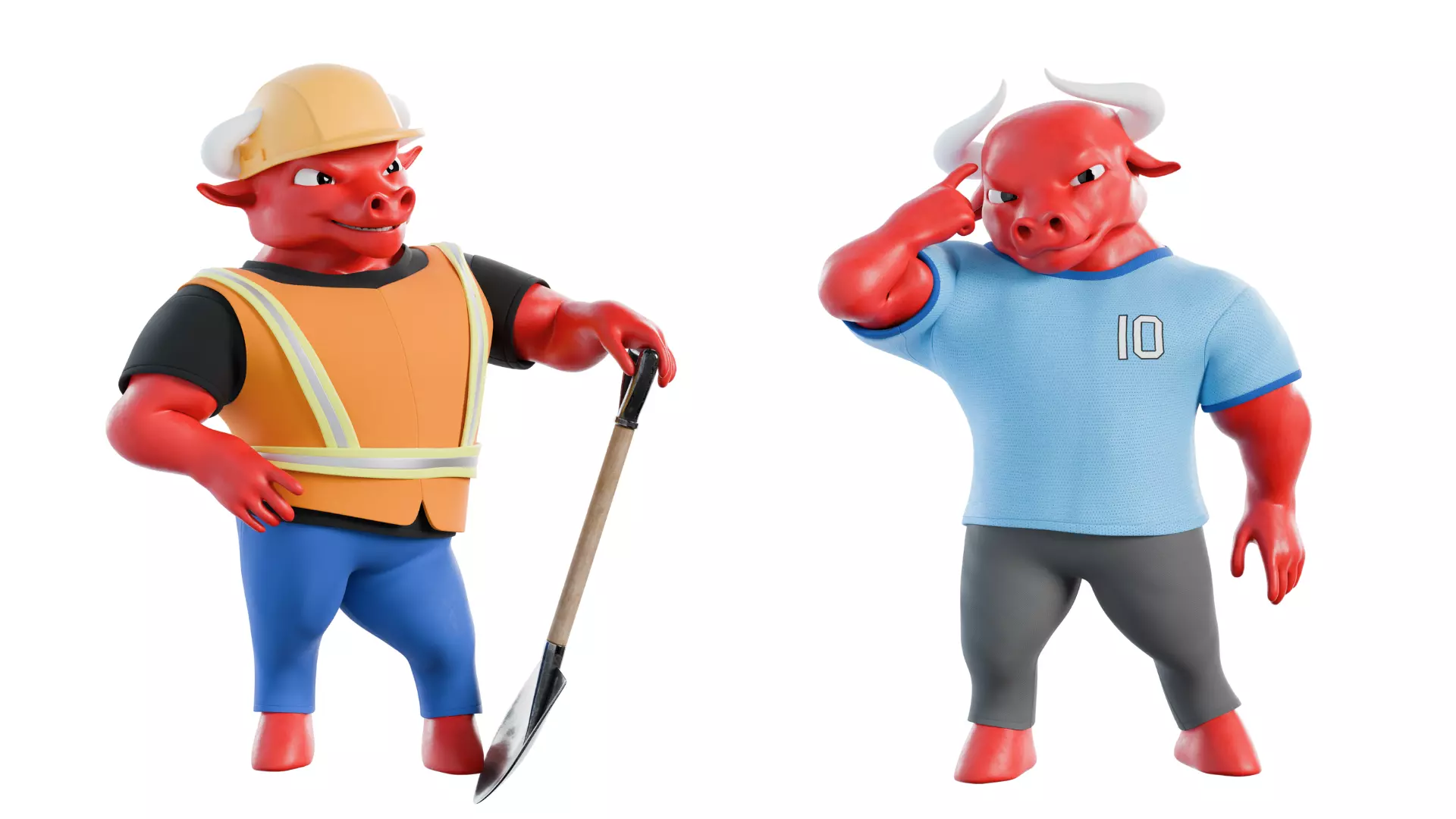 Cartoon Mascot Business Bull Rigged 3D model Free 3D model_4