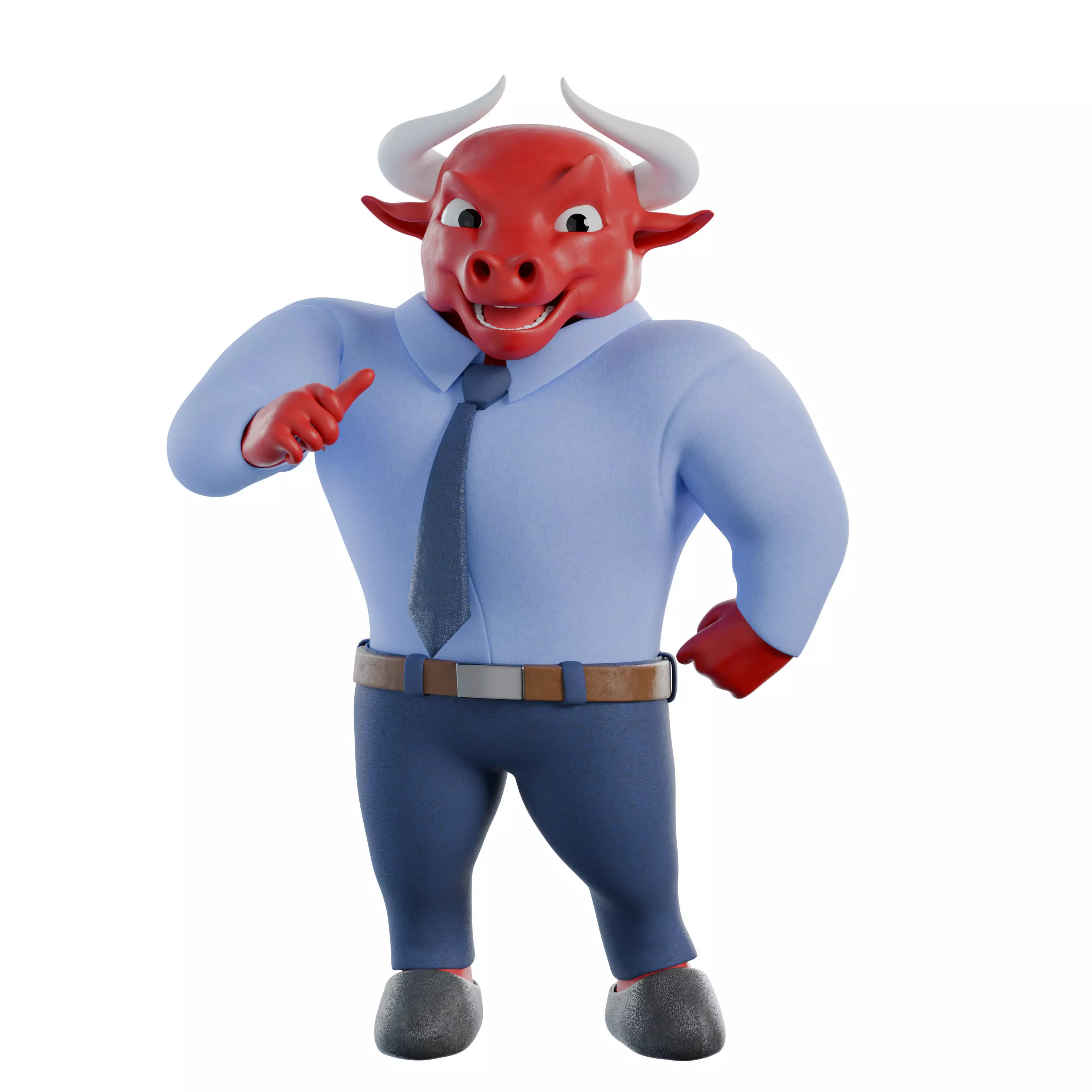 Cartoon Mascot Business Bull Rigged 3D model Free 3D model_37