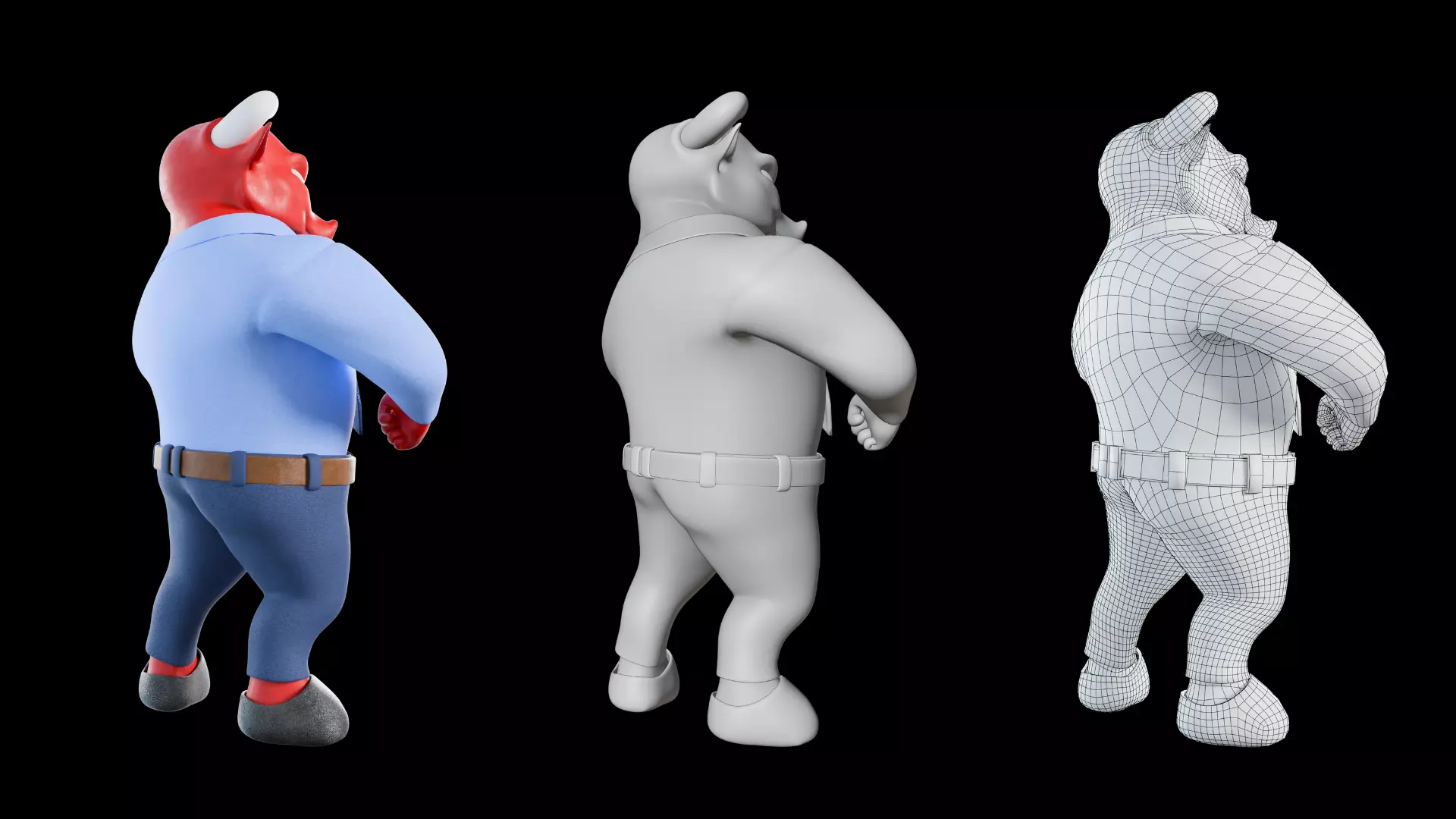 Cartoon Mascot Business Bull Rigged 3D model Free 3D model_15