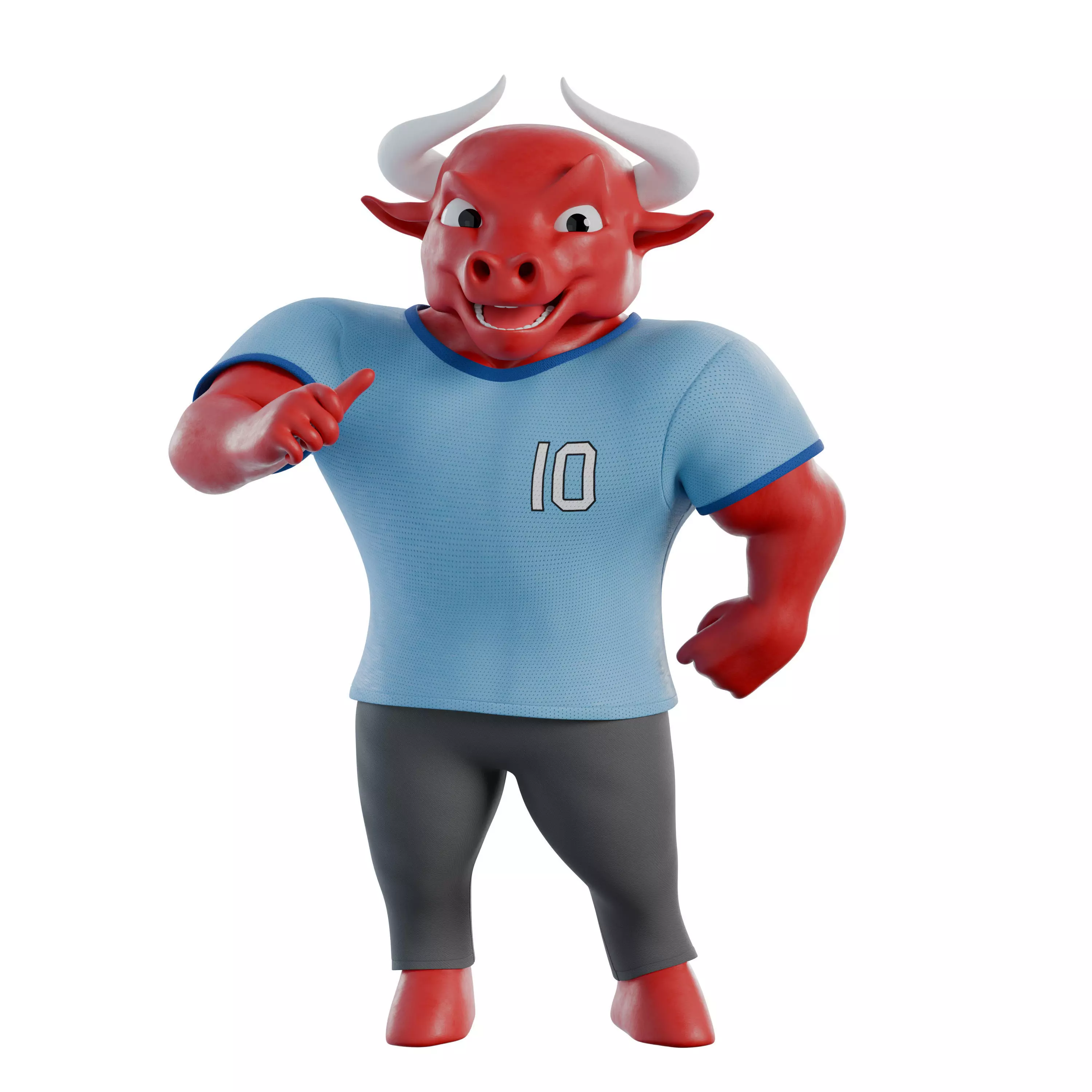 Cartoon Mascot Business Bull Rigged 3D model Free 3D model_31