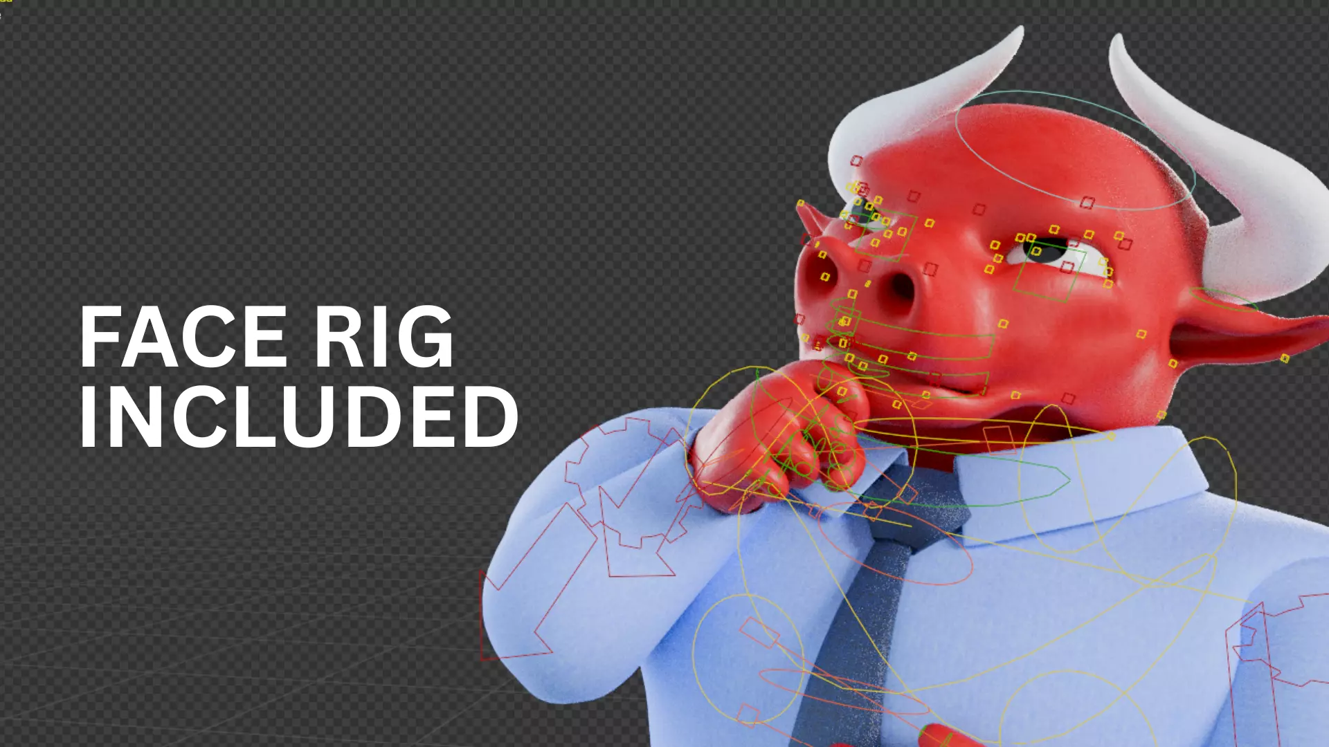 Cartoon Mascot Business Bull Rigged 3D model Free 3D model_7