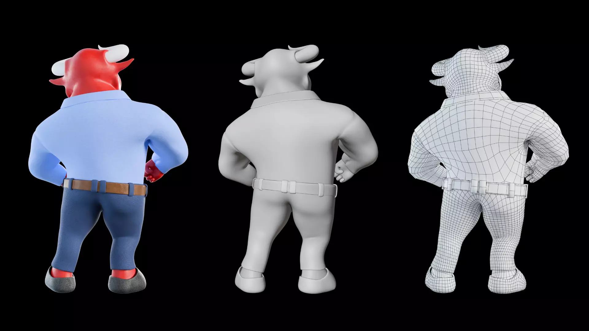 Cartoon Mascot Business Bull Rigged 3D model Free 3D model_16