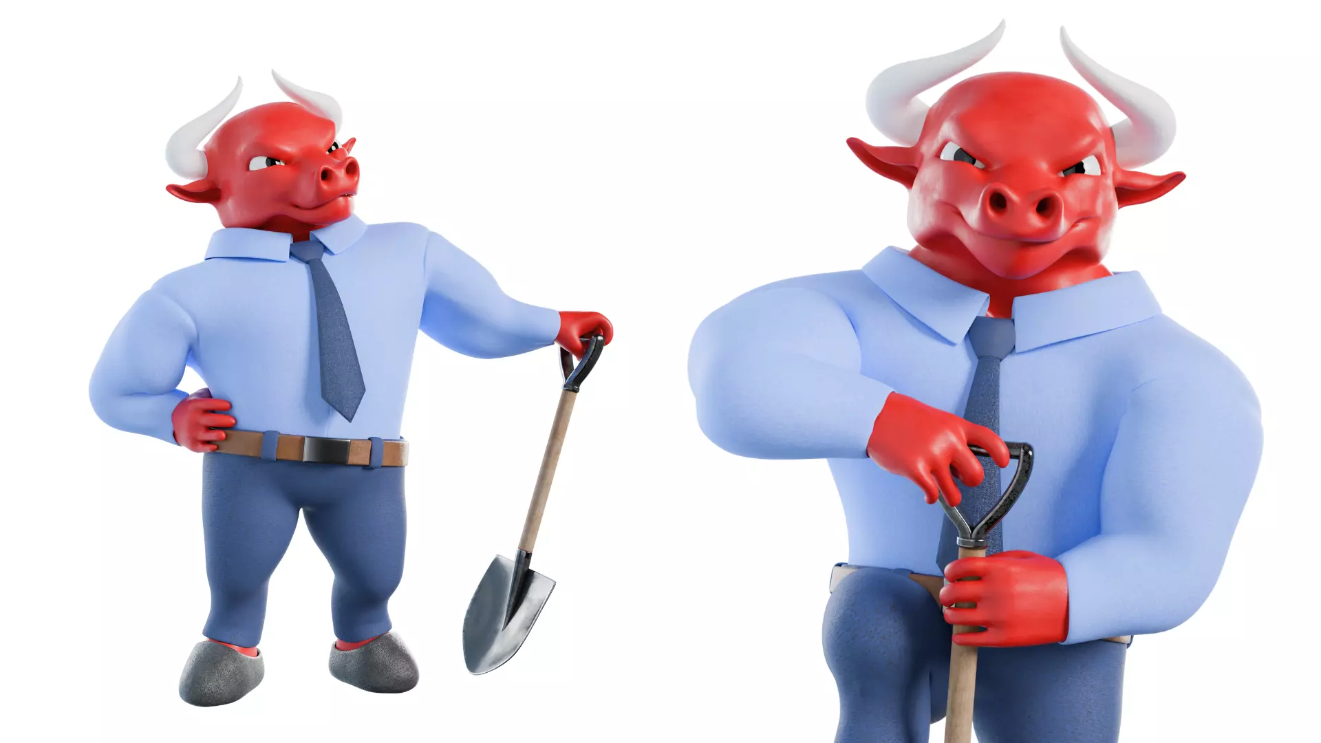 Cartoon Mascot Business Bull Rigged 3D model Free 3D model_20