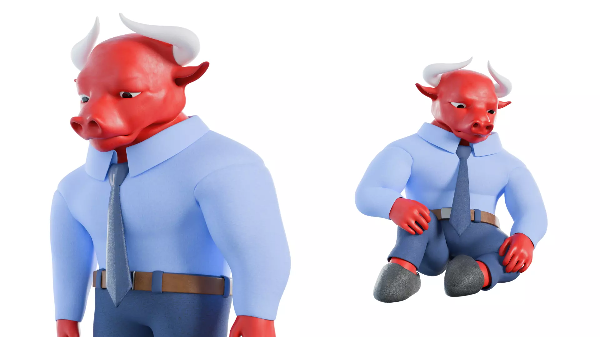 Cartoon Mascot Business Bull Rigged 3D model Free 3D model_19