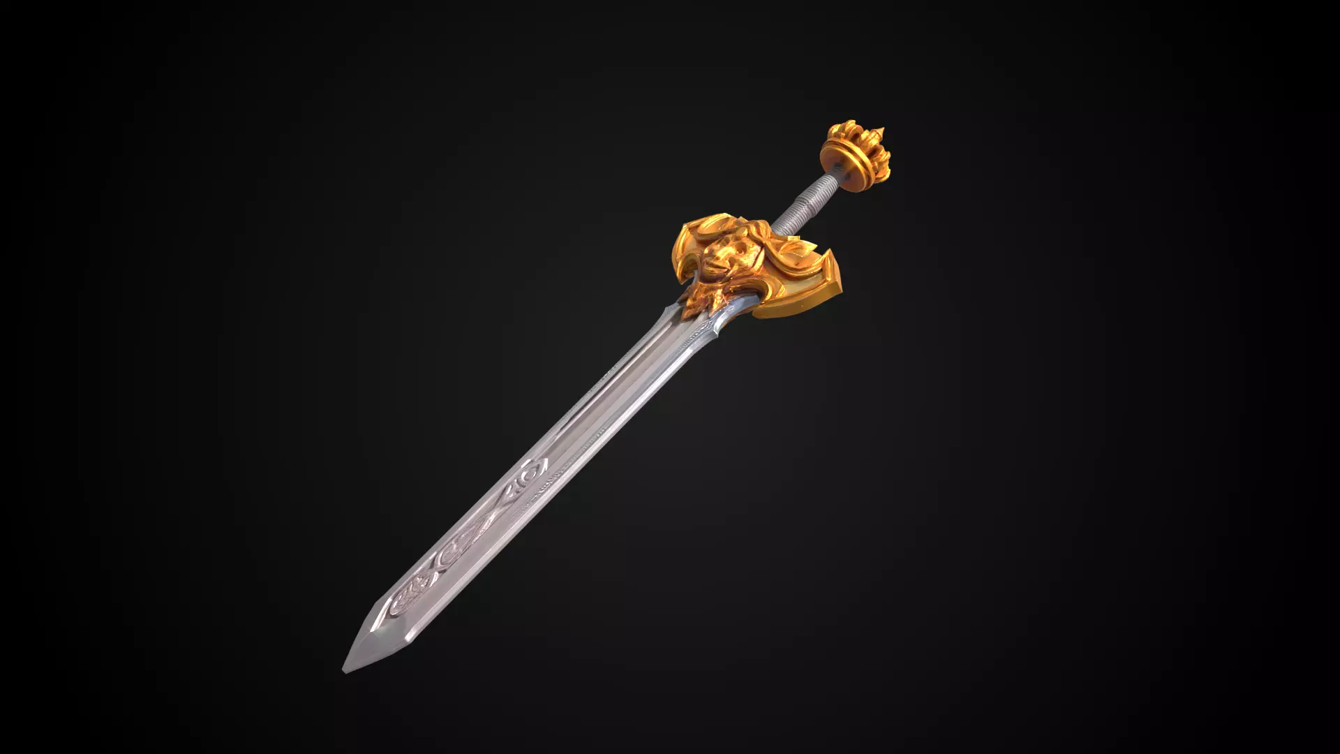 Stylized Rohan Sword - Gold Vow - Game Ready 3D model_5