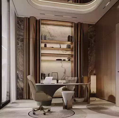 Luxury Villa Office Executive Interior   3D Model MAX FBX
