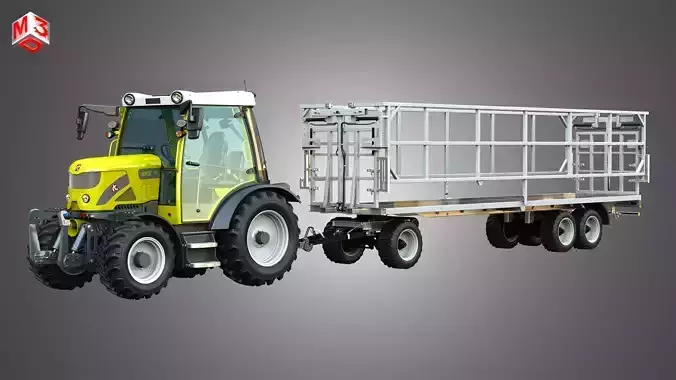Rigitrac SKE 50 Tractor with Fliegl DPW 210 Trailer 3D Model Collection