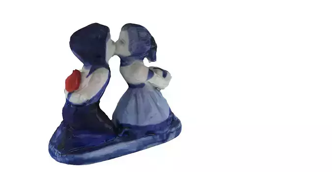Statue of 2 kids kissing 3D model