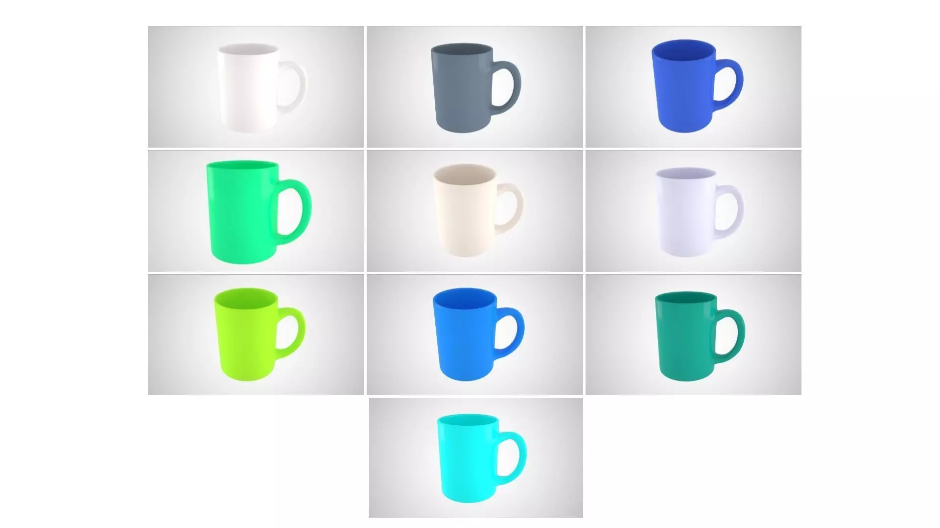 Bundle of 10 Most used colors Coffee Tea Mug 3D Model Collection_0