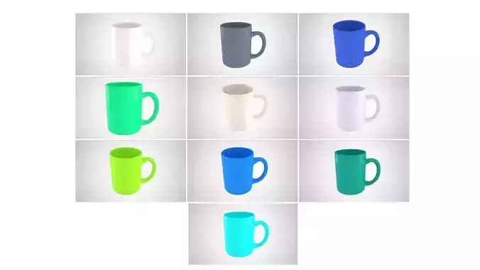 Bundle of 10 Most used colors Coffee Tea Mug 3D Model Collection
