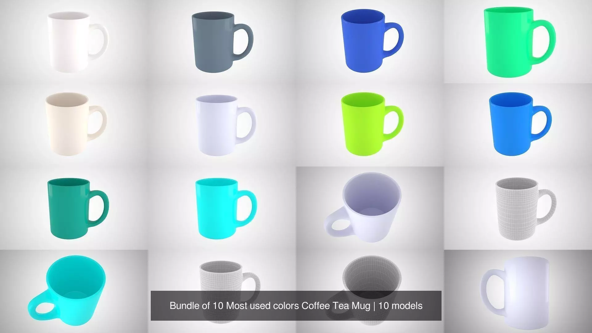 Bundle of 10 Most used colors Coffee Tea Mug 3D Model Collection_1