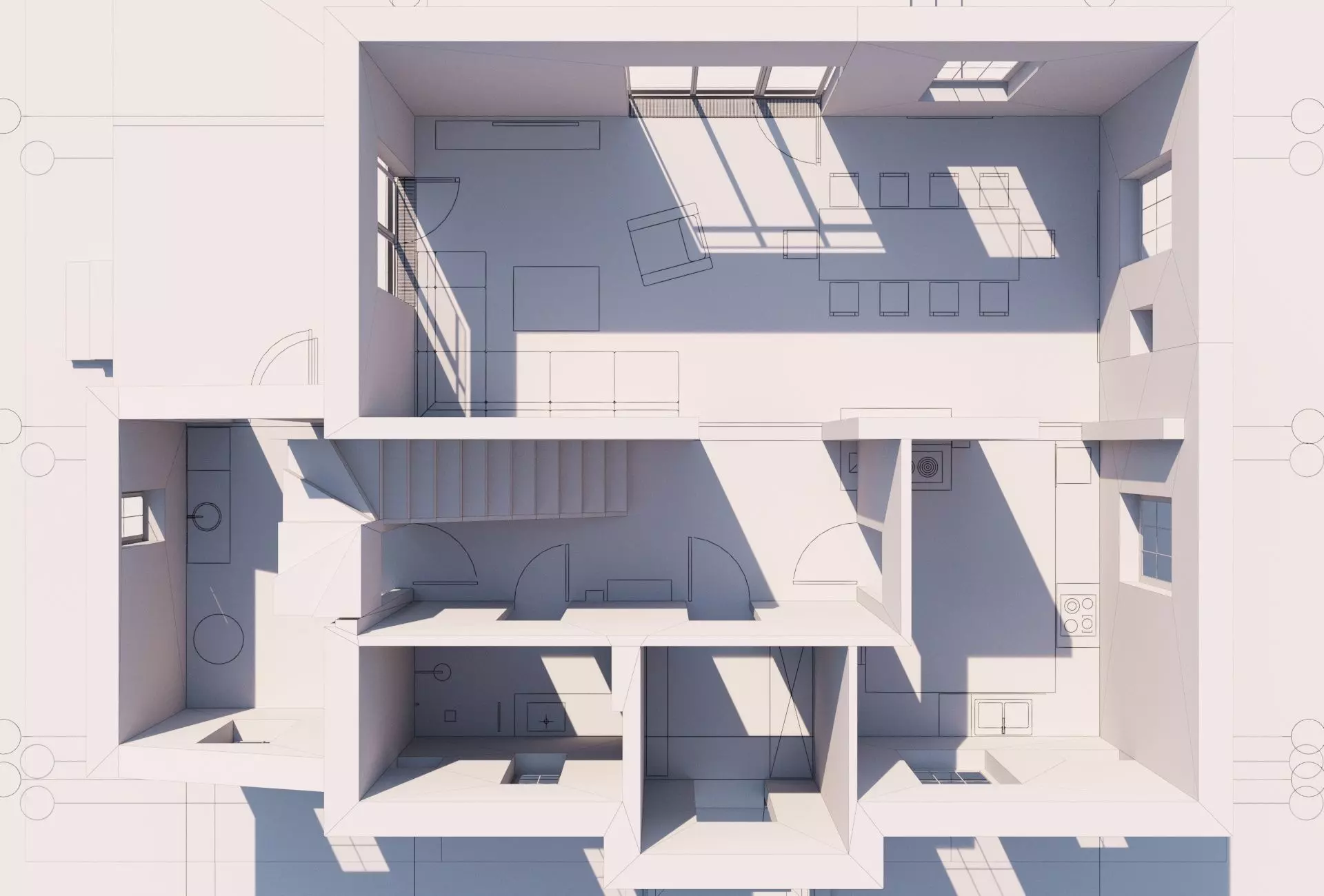 Modular Stone Country House  Veranda BBQ  Low-Poly Day Night Low-poly 3D model_13