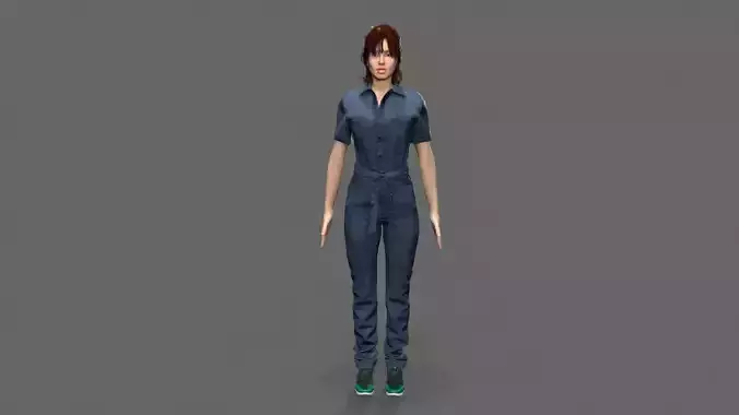women character Low-poly 3D model