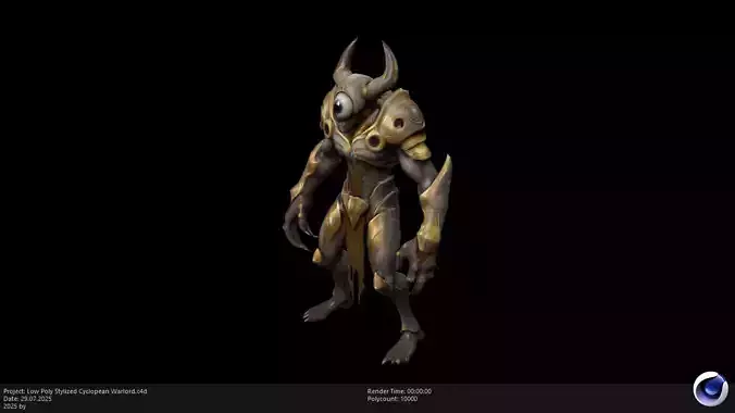 Low Poly Stylized Cyclopean Warlord