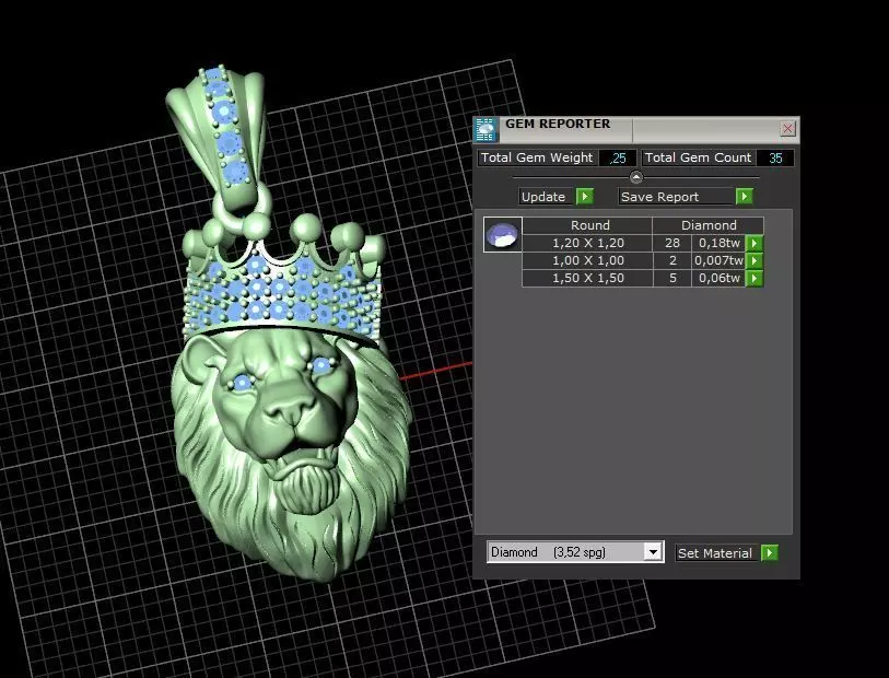 Lion Crown Pendant - Colgante Leon Corona 3D print model_19