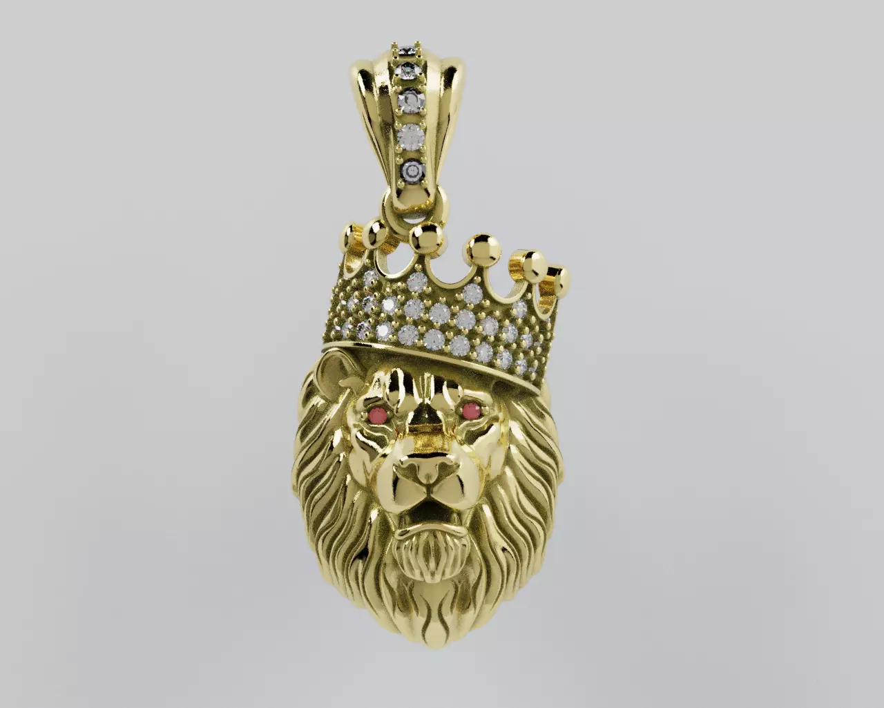 Lion Crown Pendant - Colgante Leon Corona 3D print model_1