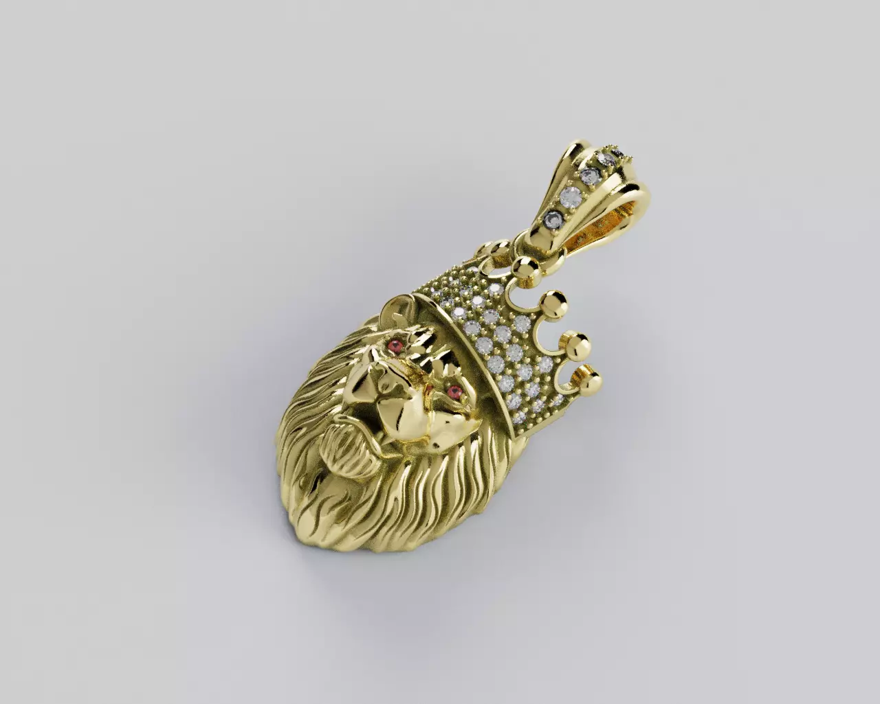 Lion Crown Pendant - Colgante Leon Corona 3D print model_12
