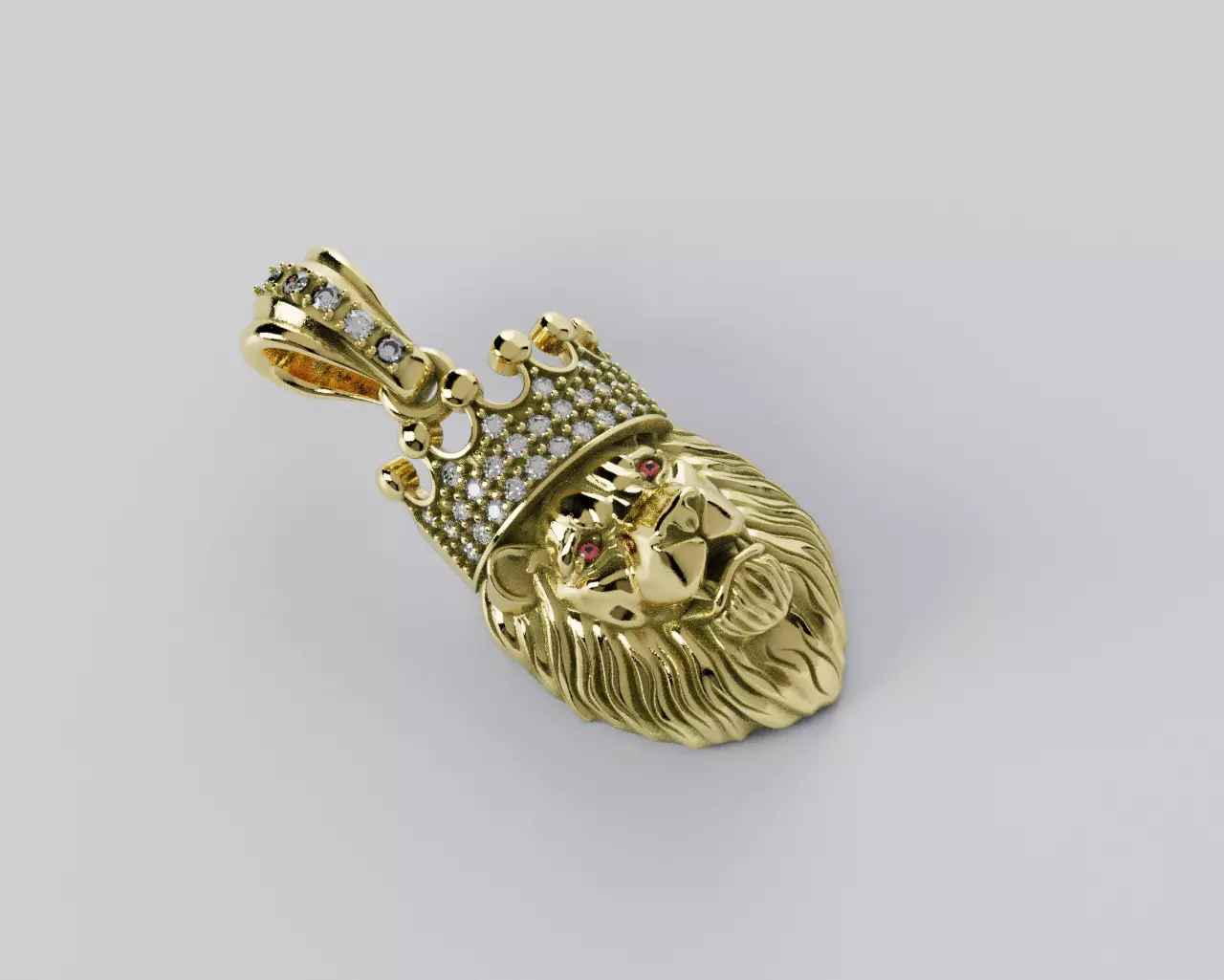 Lion Crown Pendant - Colgante Leon Corona 3D print model_7