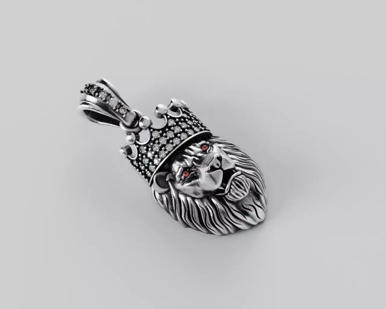 Lion Crown Pendant - Colgante Leon Corona 3D print model_8
