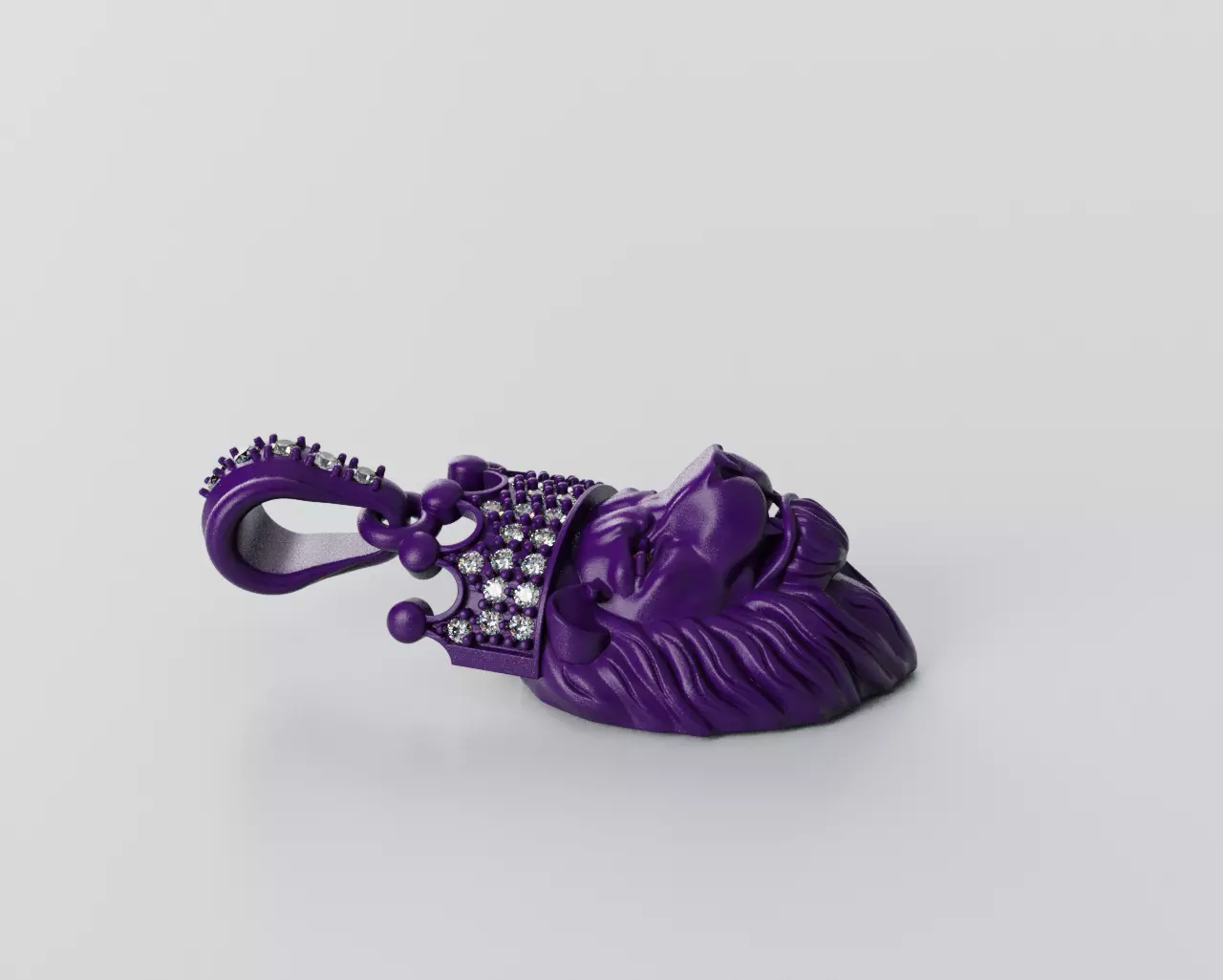 Lion Crown Pendant - Colgante Leon Corona 3D print model_15