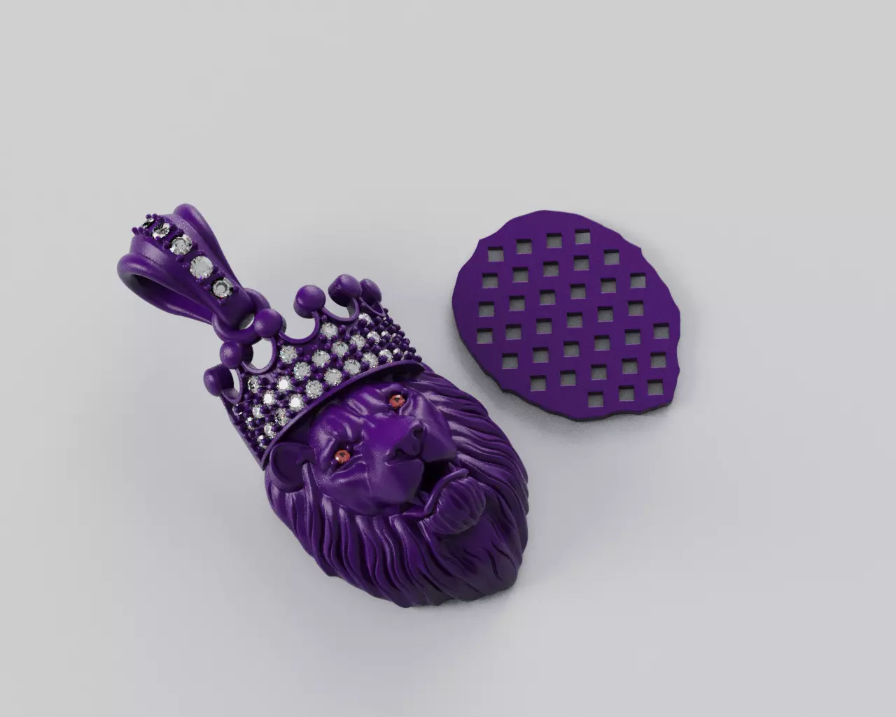 Lion Crown Pendant - Colgante Leon Corona 3D print model_17