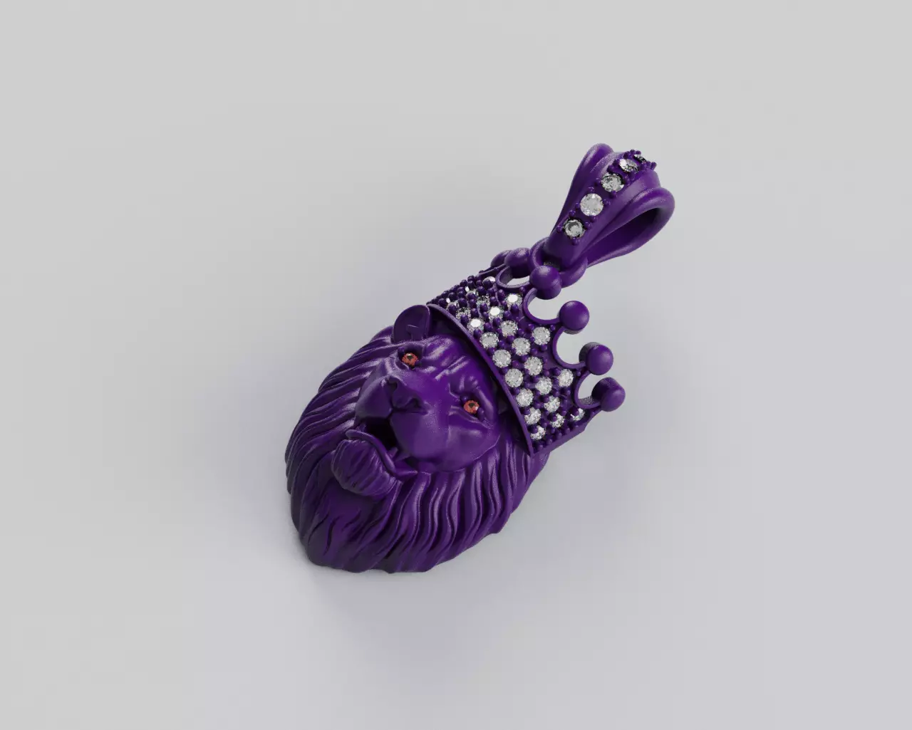 Lion Crown Pendant - Colgante Leon Corona 3D print model_10
