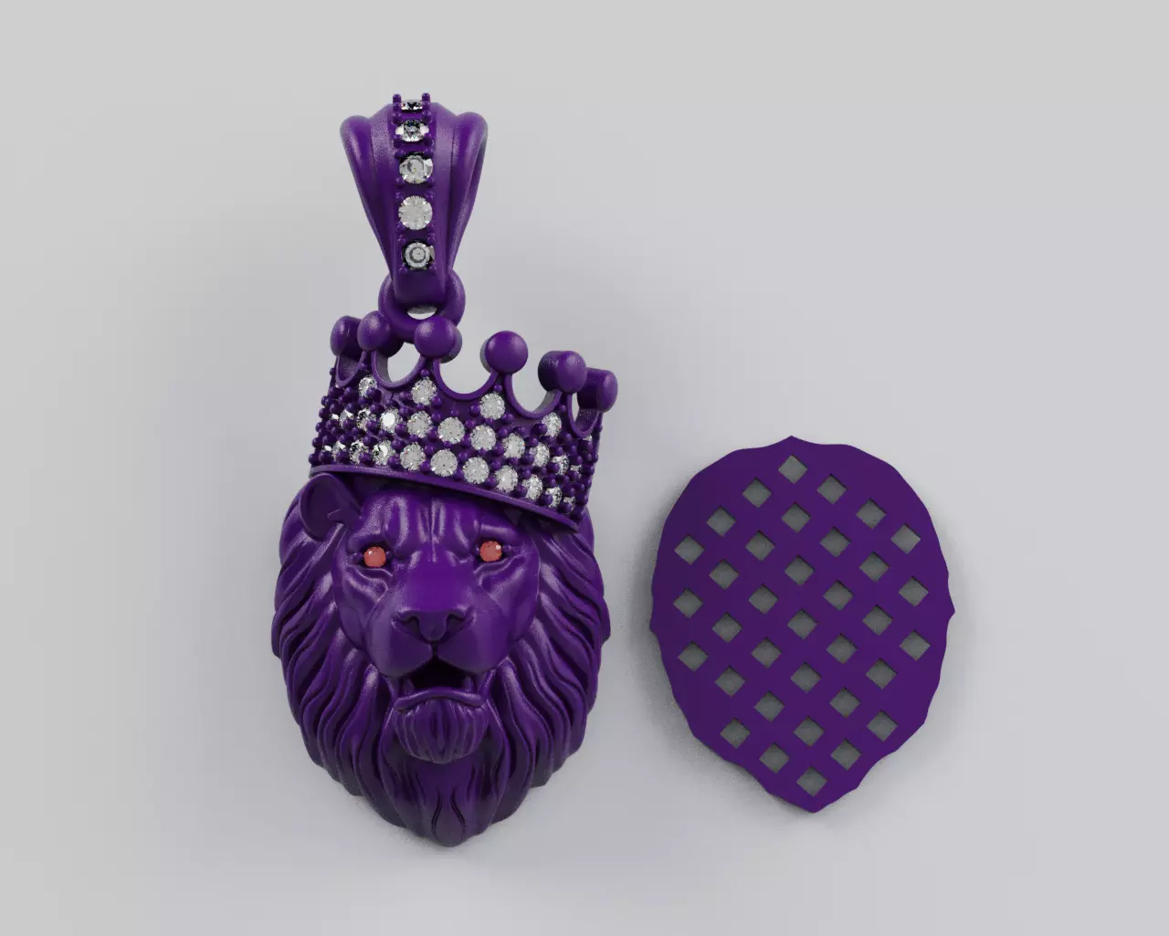 Lion Crown Pendant - Colgante Leon Corona 3D print model_16