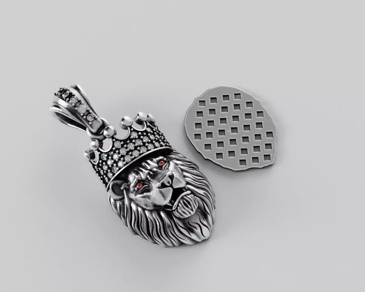 Lion Crown Pendant - Colgante Leon Corona 3D print model_6