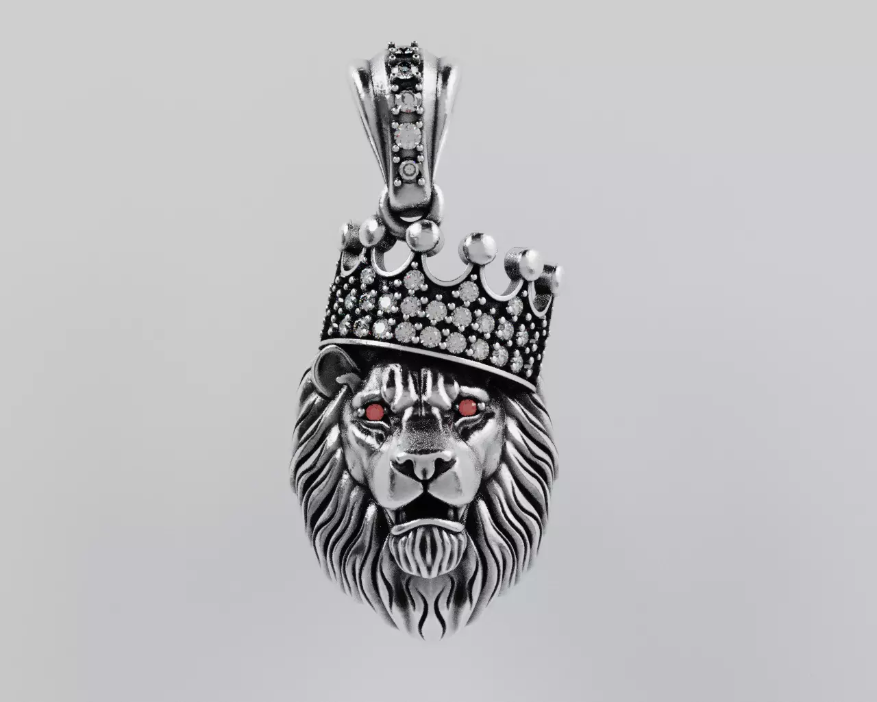Lion Crown Pendant - Colgante Leon Corona 3D print model_0