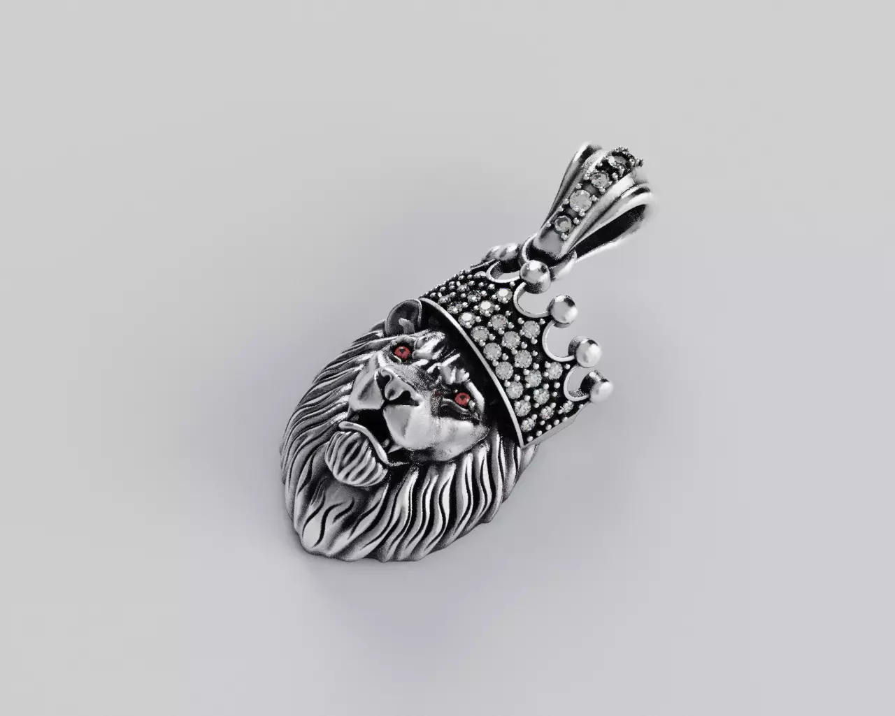 Lion Crown Pendant - Colgante Leon Corona 3D print model_11