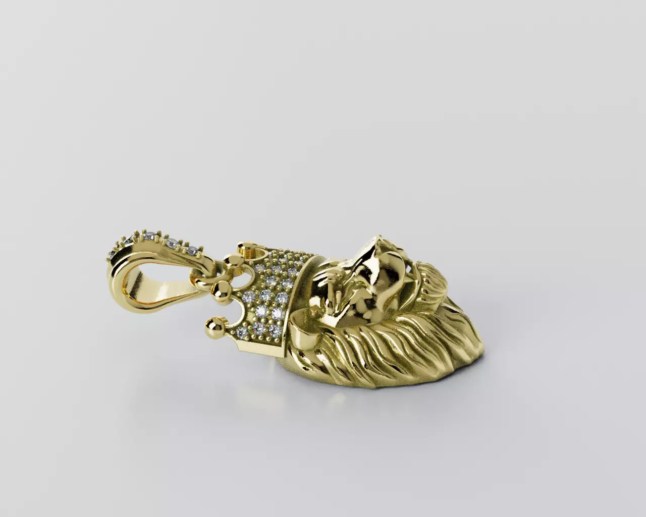 Lion Crown Pendant - Colgante Leon Corona 3D print model_13