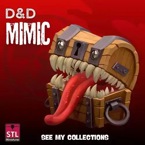 Hungry Chest STL File Monster Mimic Chest with Tongue and Teeth
