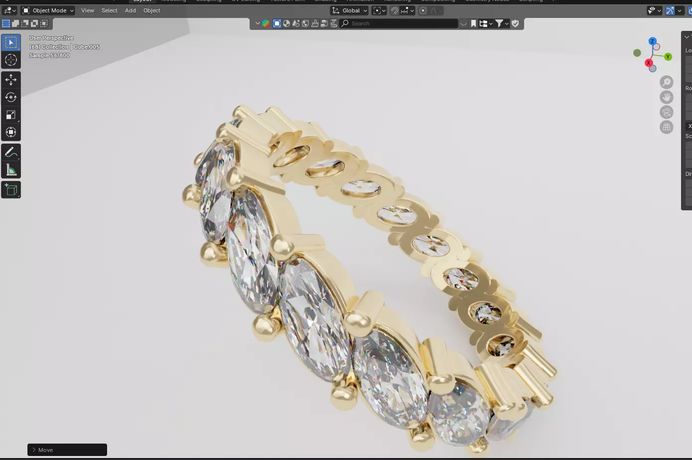 Diamond Eternity Marquise Ring 3D model Low-poly 3D model_1
