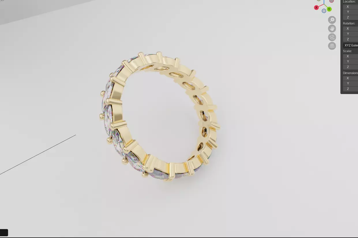 Diamond Eternity Marquise Ring 3D model Low-poly 3D model_6