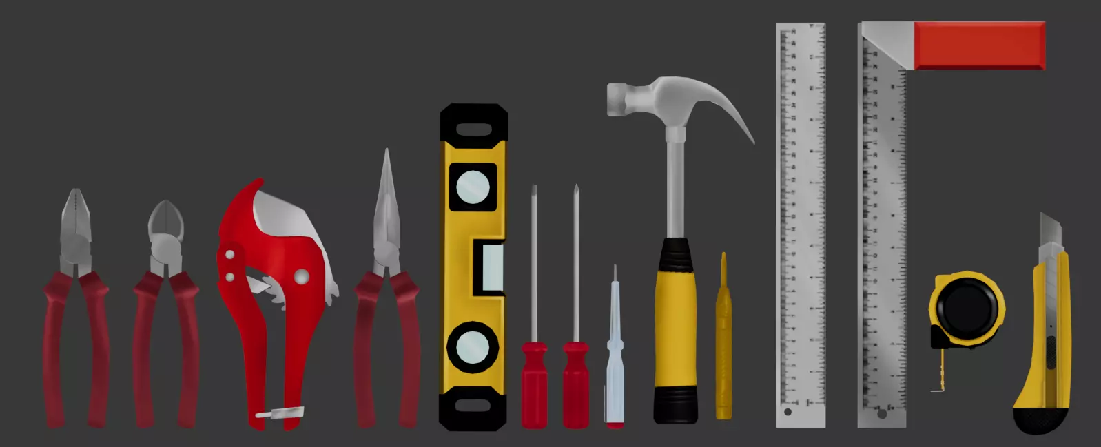Mechanic Tool Set Low-poly 3D model_0