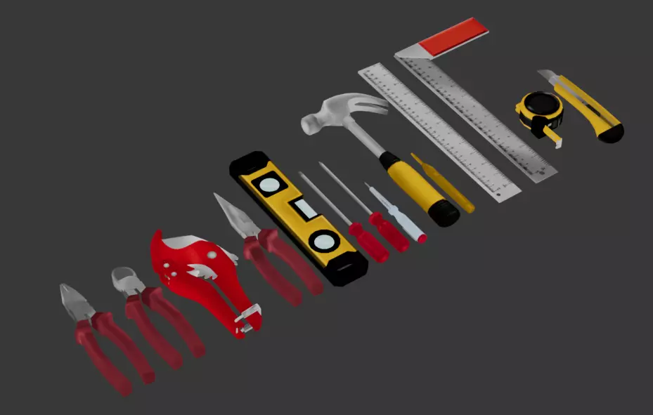 Mechanic Tool Set Low-poly 3D model_1