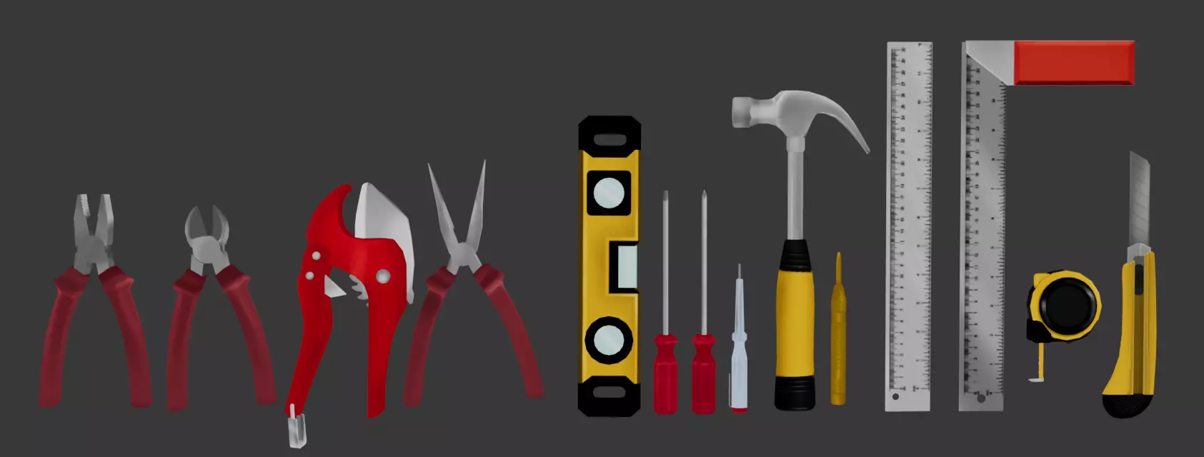 Mechanic Tool Set Low-poly 3D model_4