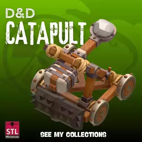 Cartoon Siege Catapult STL Fantasy RPG War Machine 3D print model