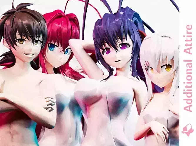 Highschool DxD - Bath Towels A - Additional Attire - MMD Model Low-poly 3D model