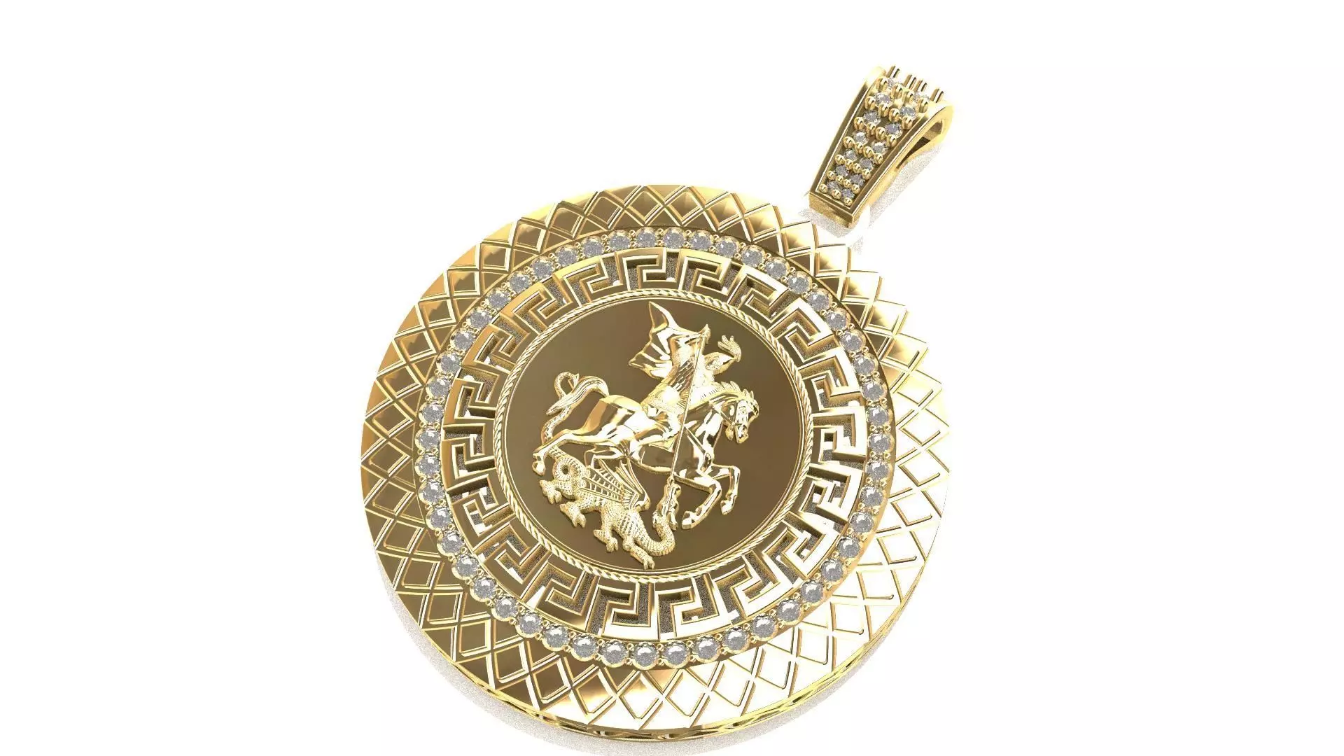 3D Round Relief Pendant with Center Gemstone STL Model for 3D print model