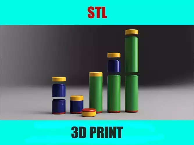 Modular Tube with Lid  Custom Length  3D print STL File 3D print model