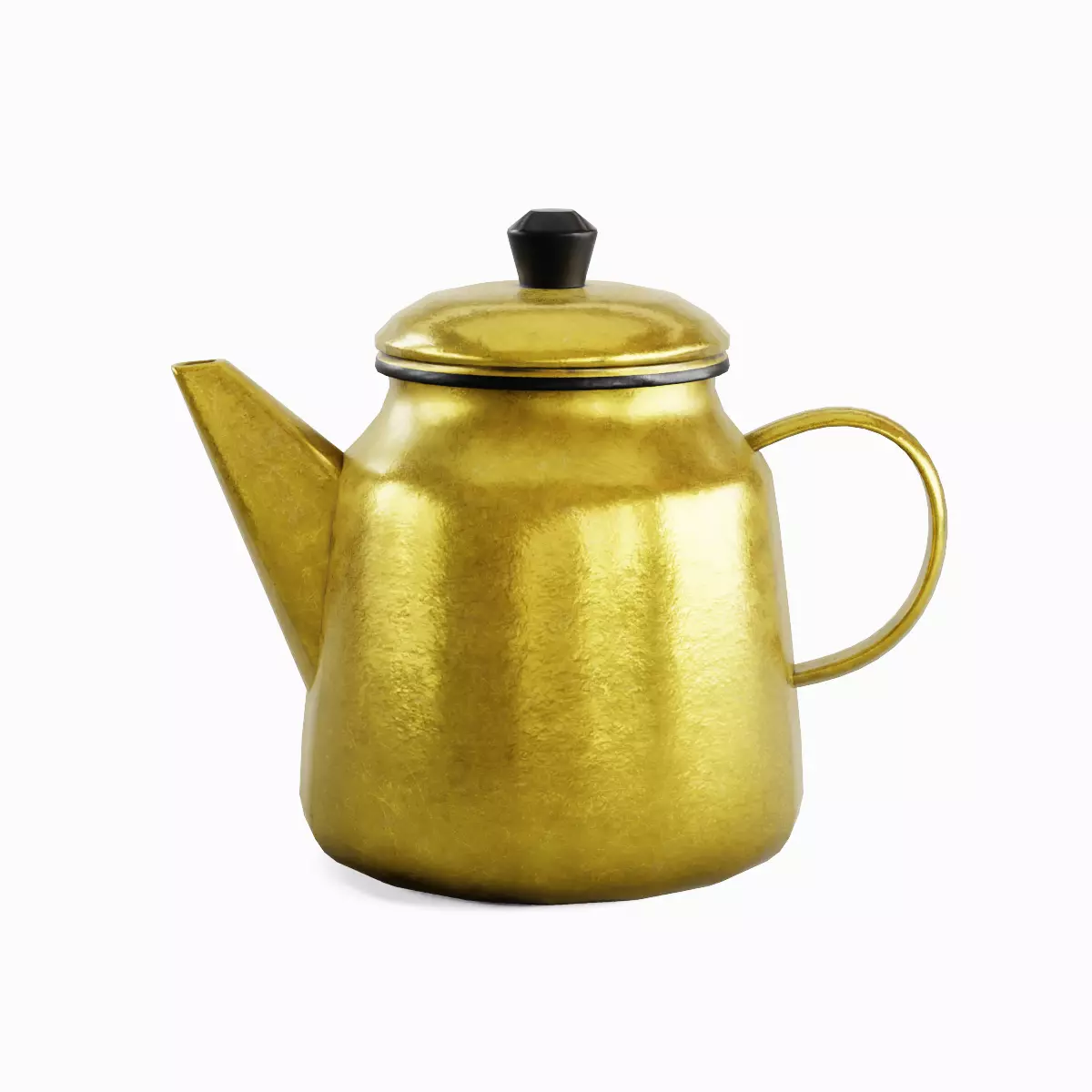 Old Enamel Teapot Set Low-poly 3D model_14