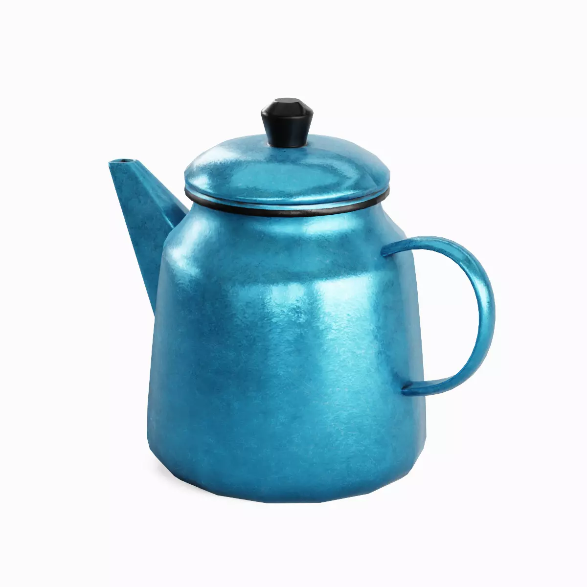 Old Enamel Teapot Set Low-poly 3D model_25