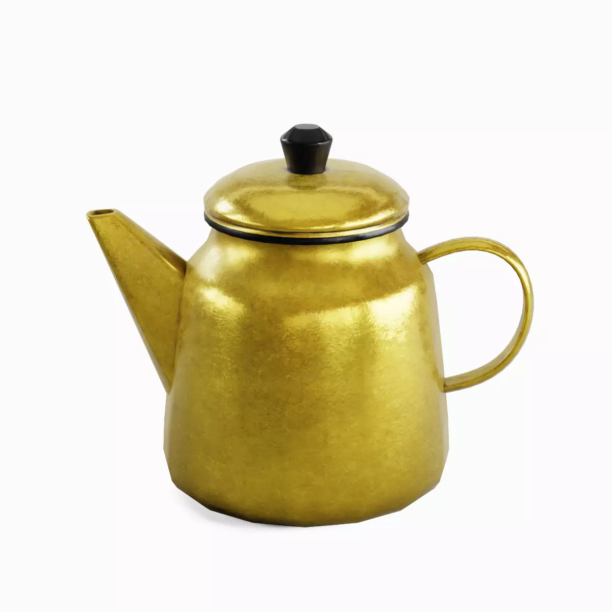 Old Enamel Teapot Set Low-poly 3D model_17