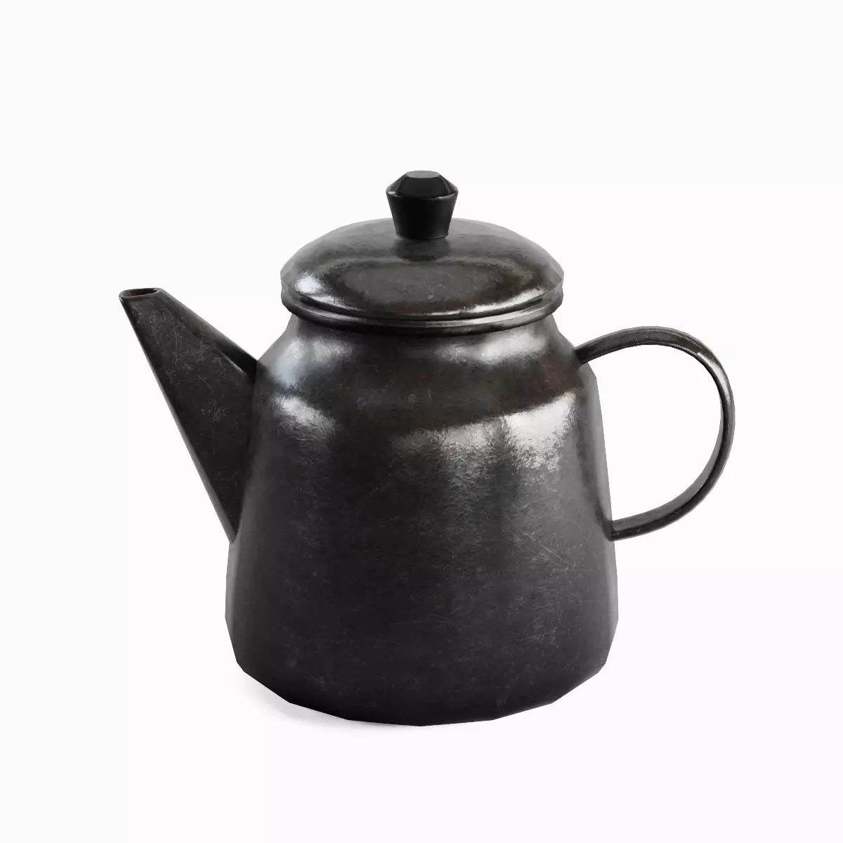Old Enamel Teapot Set Low-poly 3D model_35