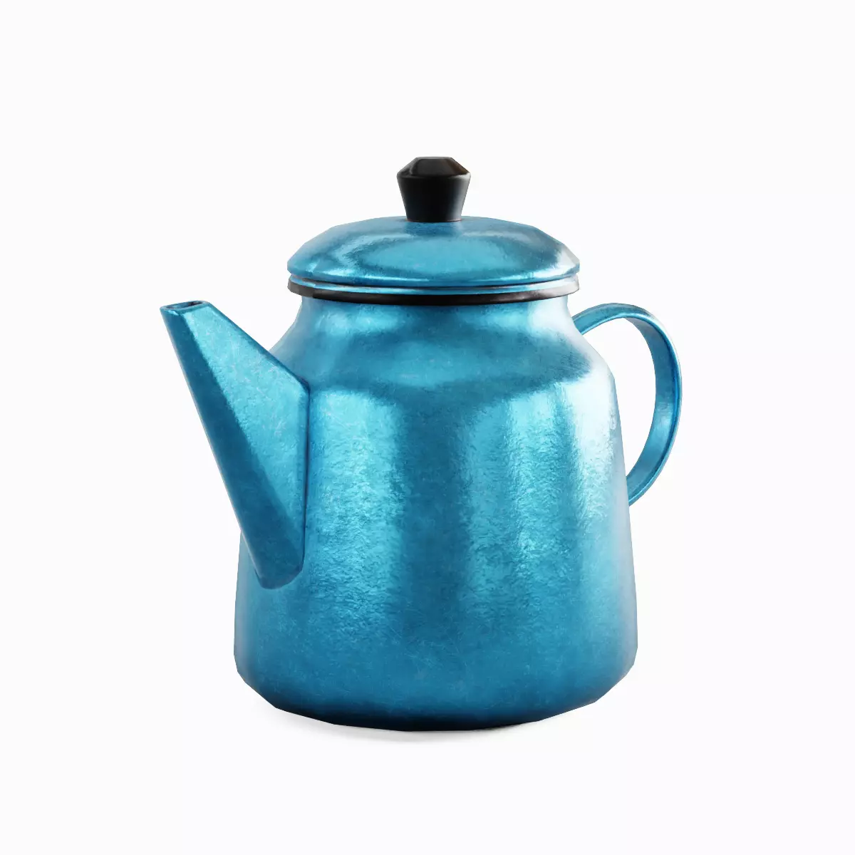 Old Enamel Teapot Set Low-poly 3D model_27
