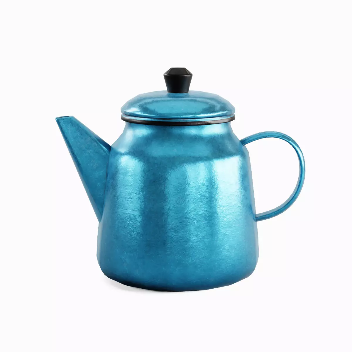 Old Enamel Teapot Set Low-poly 3D model_26